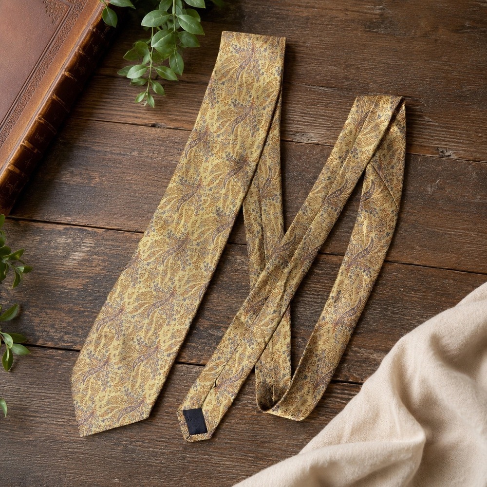 ST Dupont Paisley Silk‎ Tie in Gold and Purple